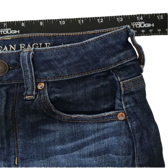 AMERICAN EAGLE NEXT LEVEL STRETCH HIGH RISE DENIM MINI SKIRT WITH SIDE ZIPPERS 2 - Picture 2 of 9